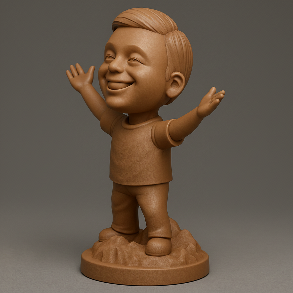 face to 3d model ai-3D portrait printing from photo_Embrace Joy: Happy Kiddo Figurine 3D Print