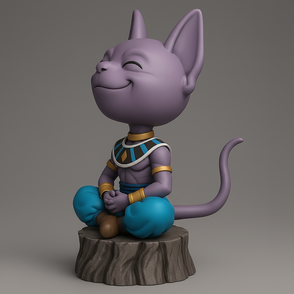silhouette 3d printer maker-3d portrait printing_Charming Cat God Figurine for Collectors