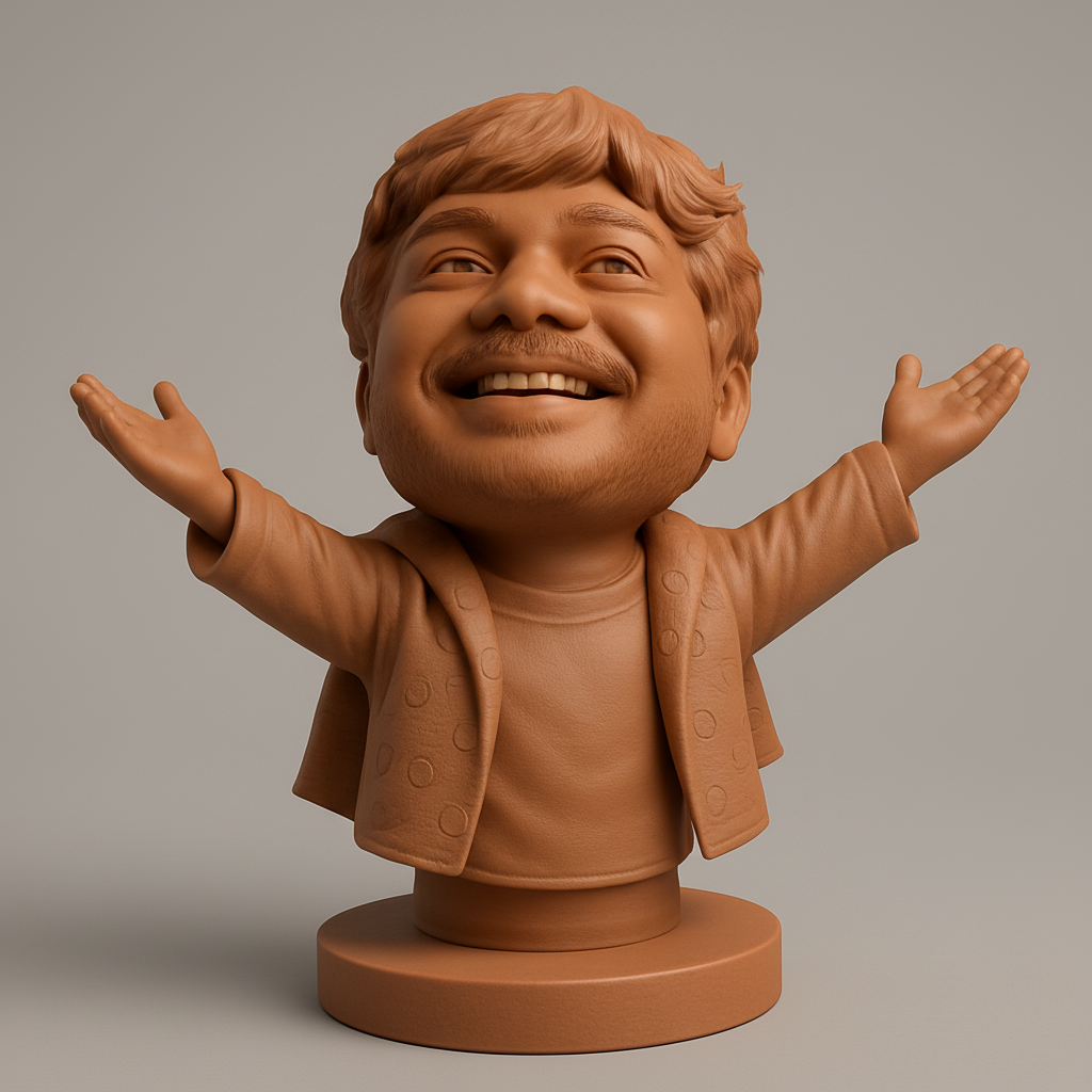 face to 3d model ai-3D portrait printing from photo_Uplifting Joyful Bobblehead Bust - Welcome Happiness!