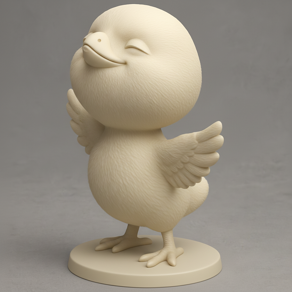 face anatomy 3d model-create 3d face model from photo_Adorable Happy Chick Figurine - Spread Joy!