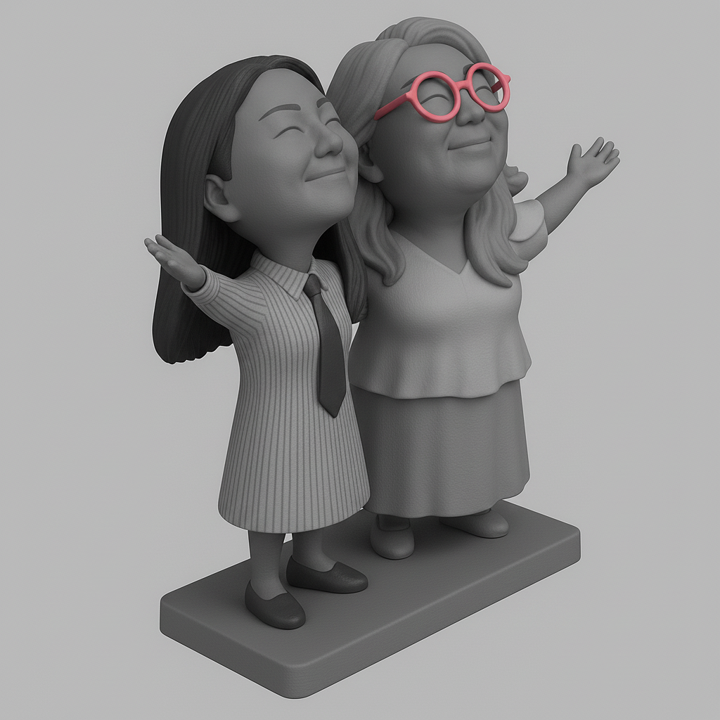 silhouette 3d printer maker-3d portrait printing_Joyful Duo: Celebrating Friendship in 3D
