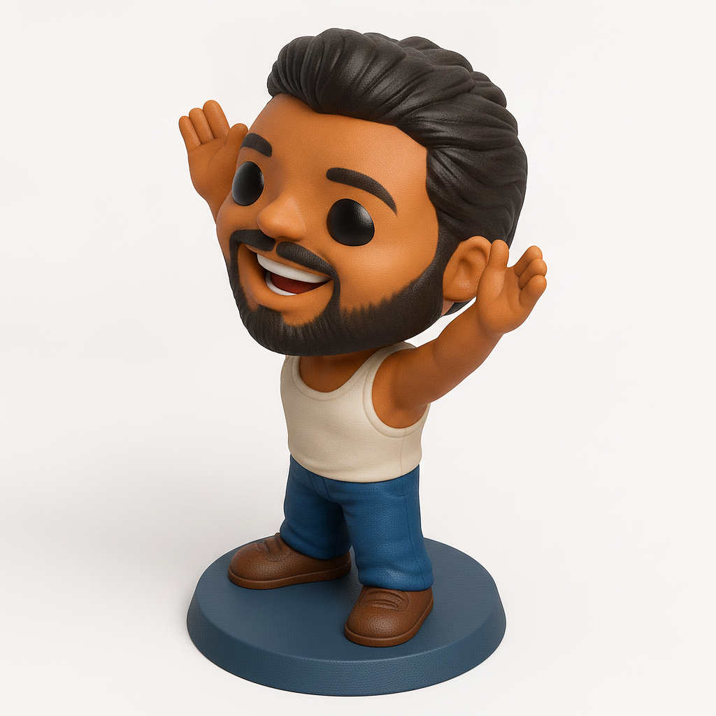 face to 3d model ai-3D portrait printing from photo_Happy Bearded Man Figurine - Print Your Own Joy!
