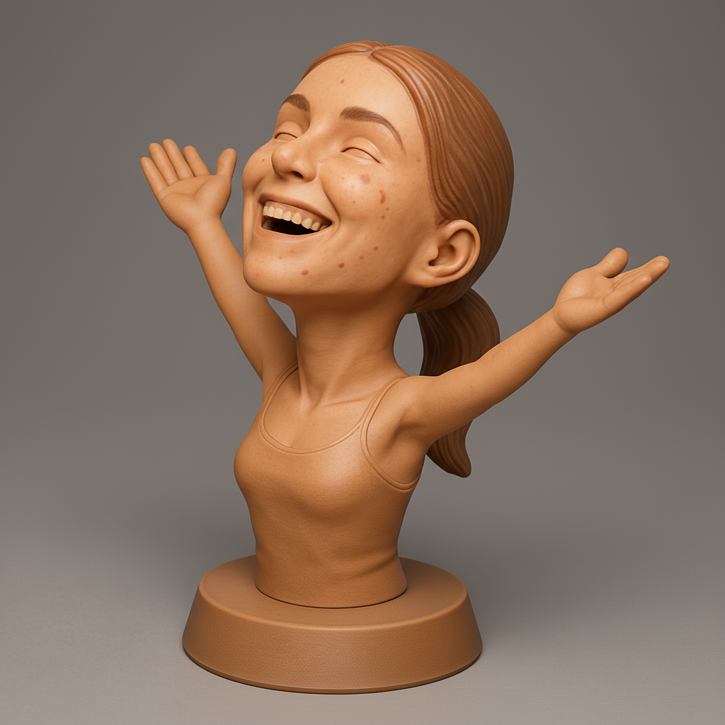 silhouette 3d printer maker-3d portrait printing_Joyful Embrace Bust: Celebrate Authentic Beauty