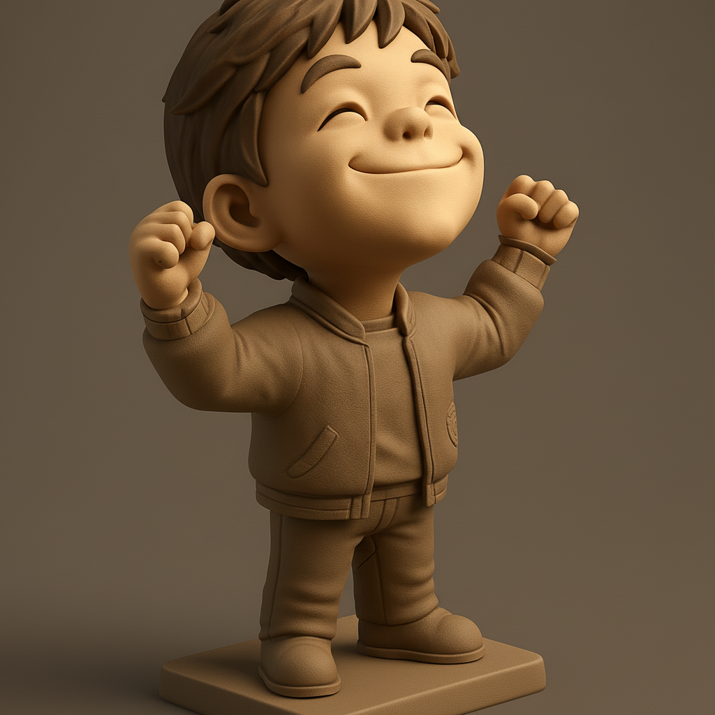 silhouette 3d printer maker-3d portrait printing_Victory Pose Boy: Inspire & Motivate