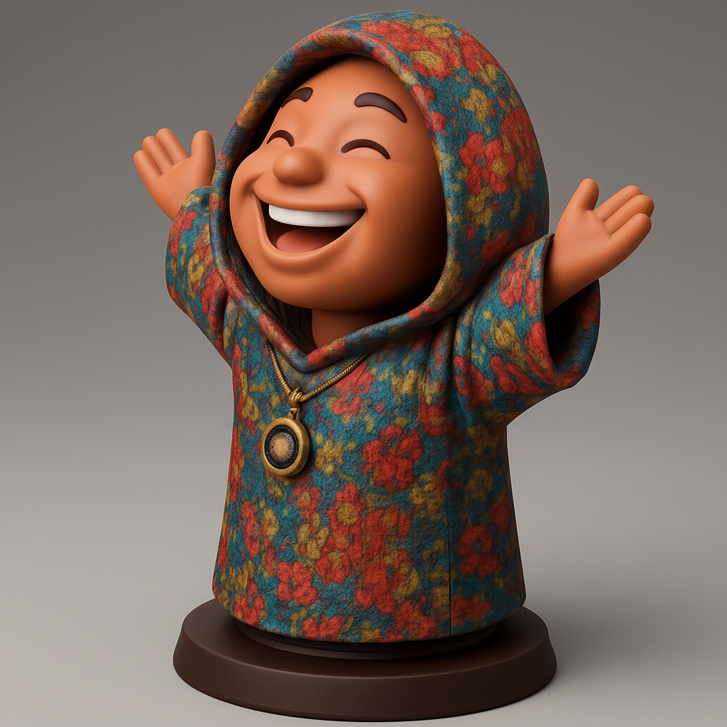 face to 3d model ai-3D portrait printing from photo_Radiant Joy Buddy - Welcoming Floral Statue