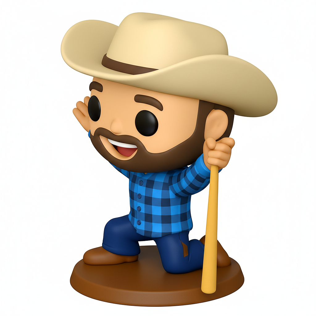 face anatomy 3d model-create 3d face model from photo_Happy Cowboy Funko Style Collectible Figure