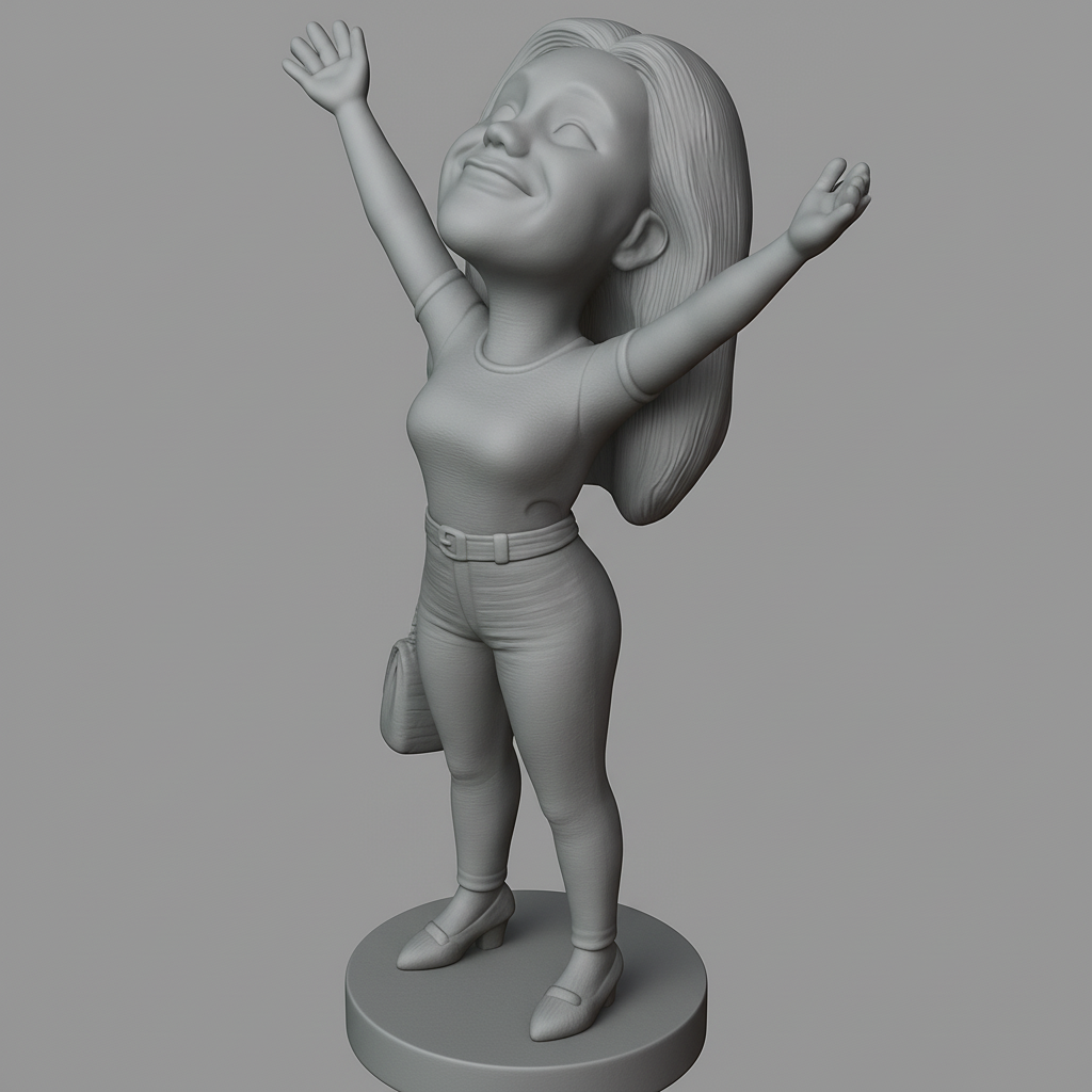 silhouette 3d printer maker-3d portrait printing_Joyful 3D Figurine with Outstretched Arms