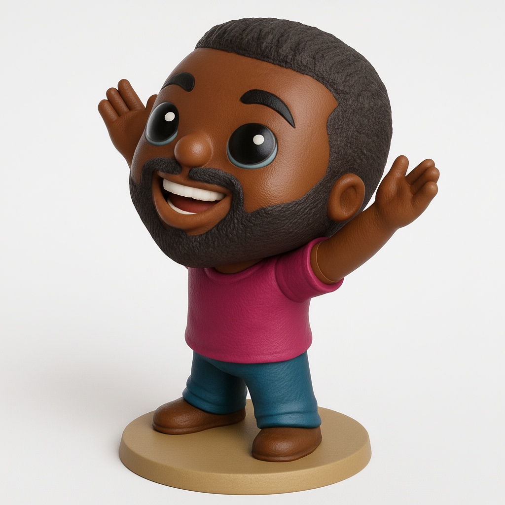 face anatomy 3d model-create 3d face model from photo_Joyful Bearded Man Figurine with Open Arms