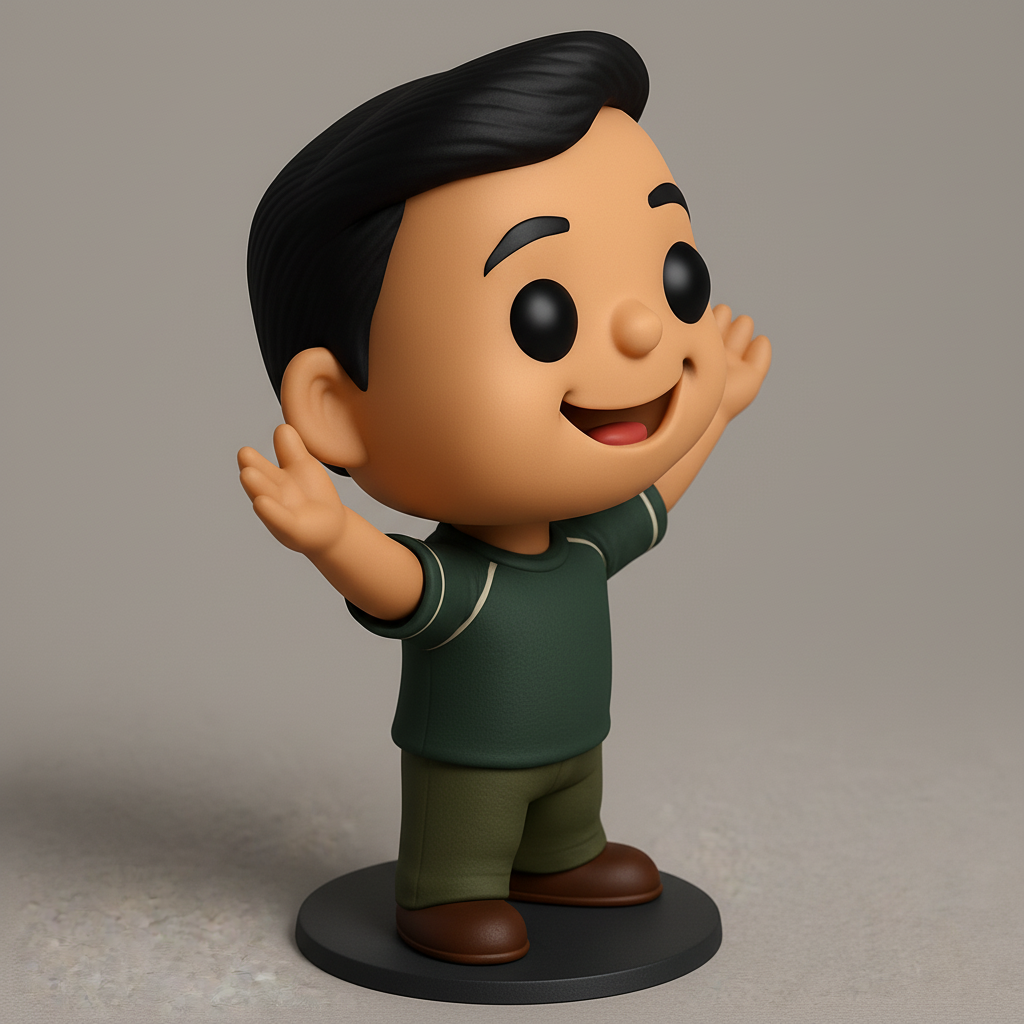 face anatomy 3d model-create 3d face model from photo_Cheerful Cartoon Boy Figurine - Fun 3D Print