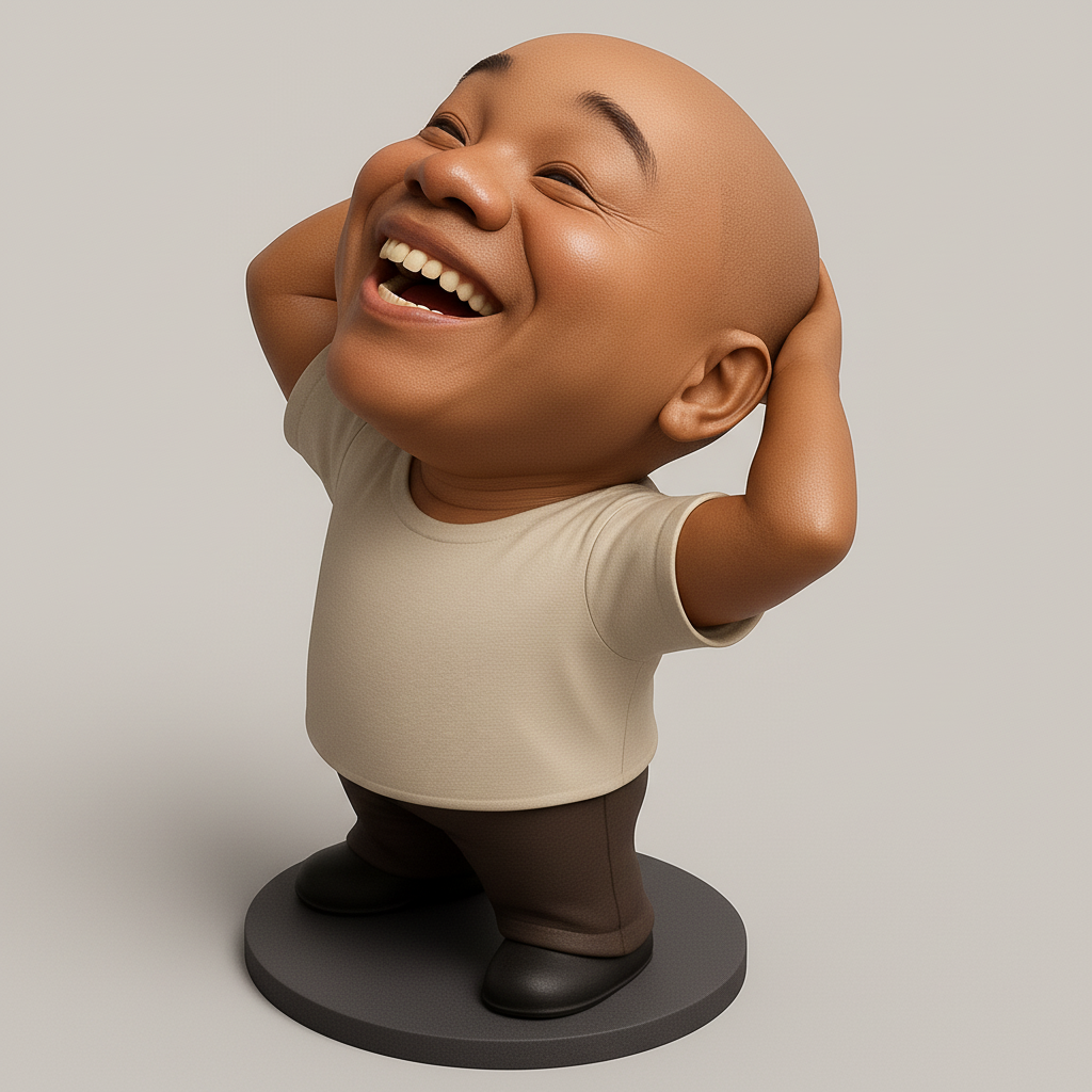 silhouette 3d printer maker-3d portrait printing_Joyful Laughing Character Figurine