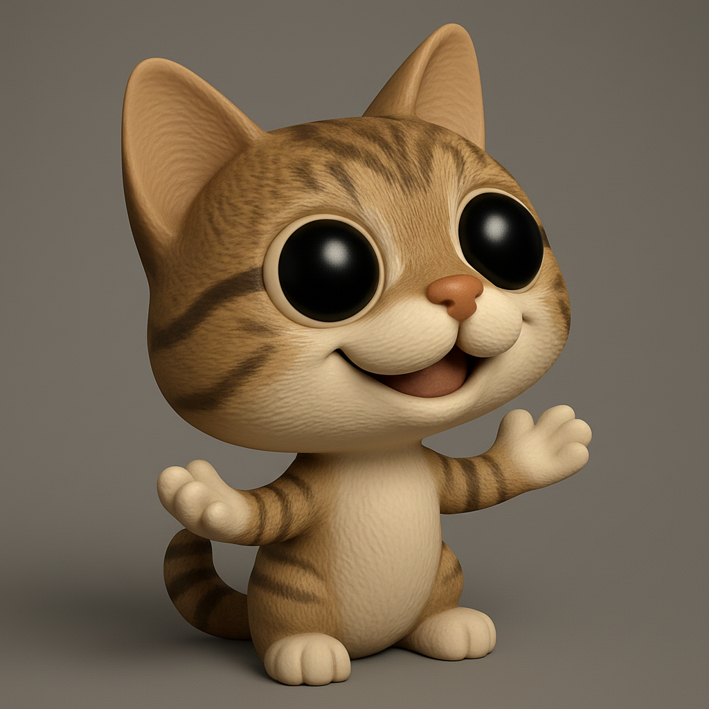 face to 3d model ai-3D portrait printing from photo_Charming Big-Eyed Kitty - Print Your Own Happy Cat!