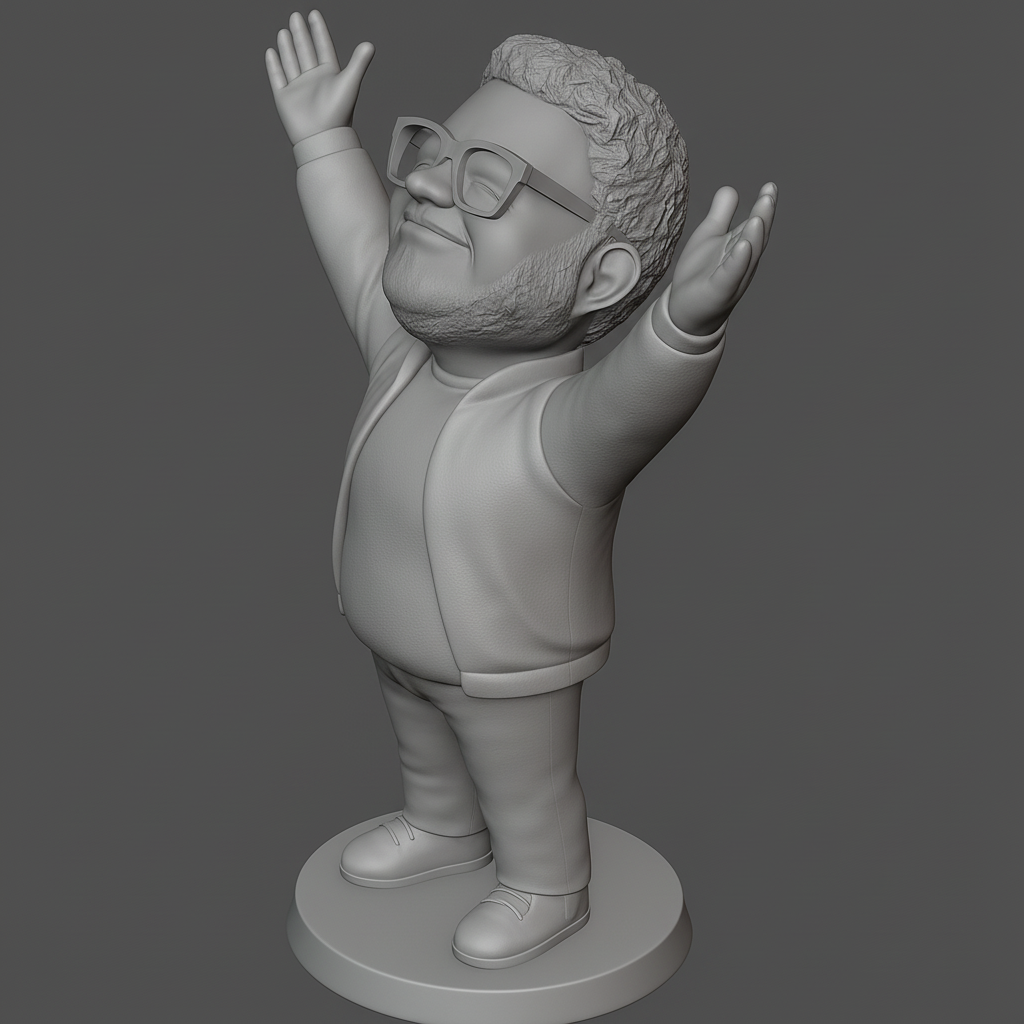 face anatomy 3d model-create 3d face model from photo_Joyful Chibi Character Statue: Embrace the Moment!