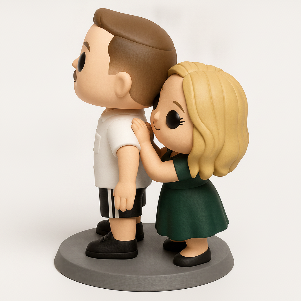 face to 3d model ai-3D portrait printing from photo_Waving Couple Collectible Figurine - Pop Style Design