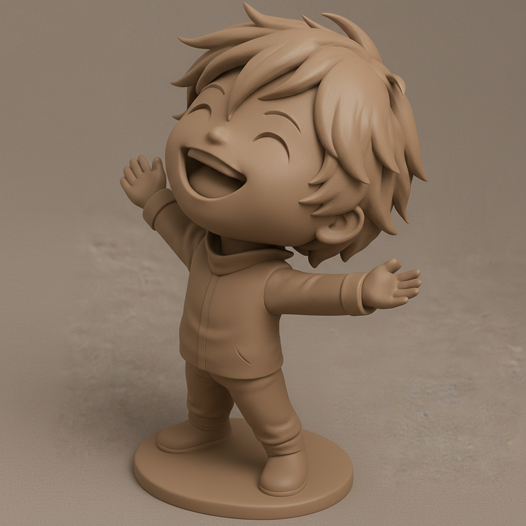face anatomy 3d model-create 3d face model from photo_Joyful Chibi Hugs Figurine - Spread Happiness!