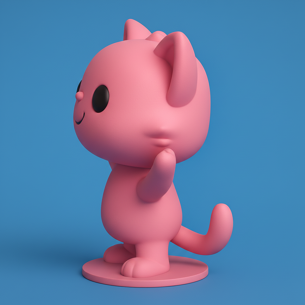 face to 3d model ai-3D portrait printing from photo_Charming Pink Kitty Desk Buddy - Easy 3D Print!