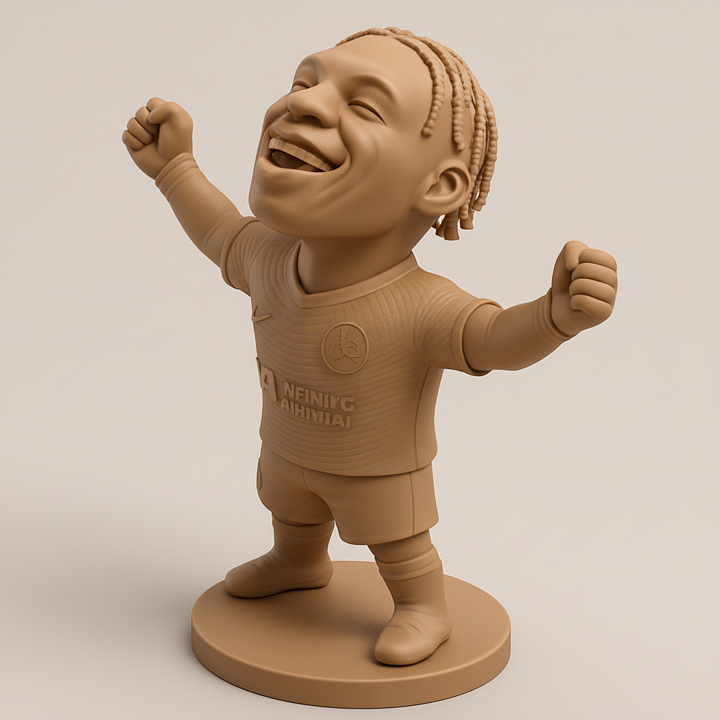 silhouette 3d printer maker-3d portrait printing_Epic Goal Celebration Chibi Soccer Player Statue