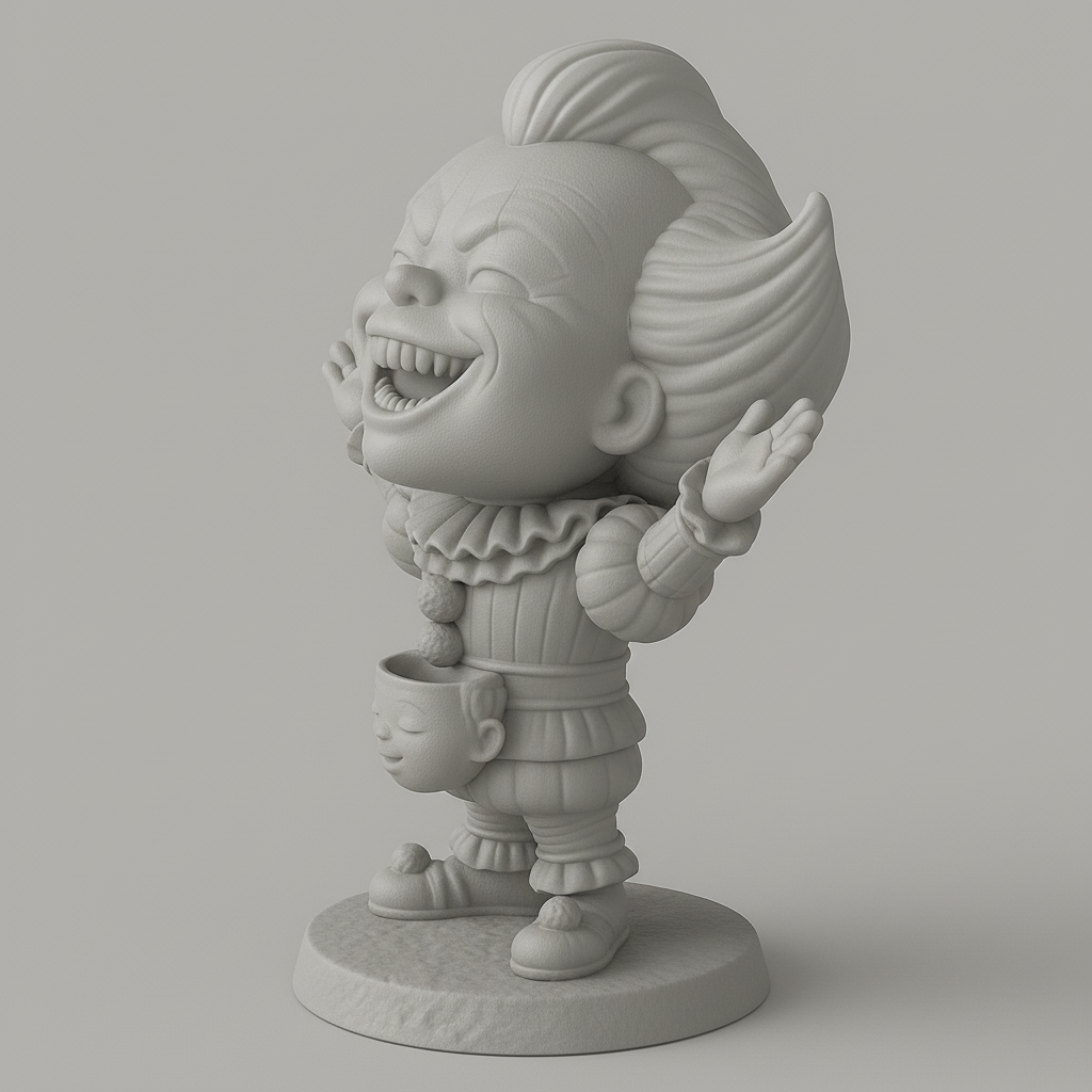 silhouette 3d printer maker-3d portrait printing_Cheerful Clown Figurine for Fun Displays