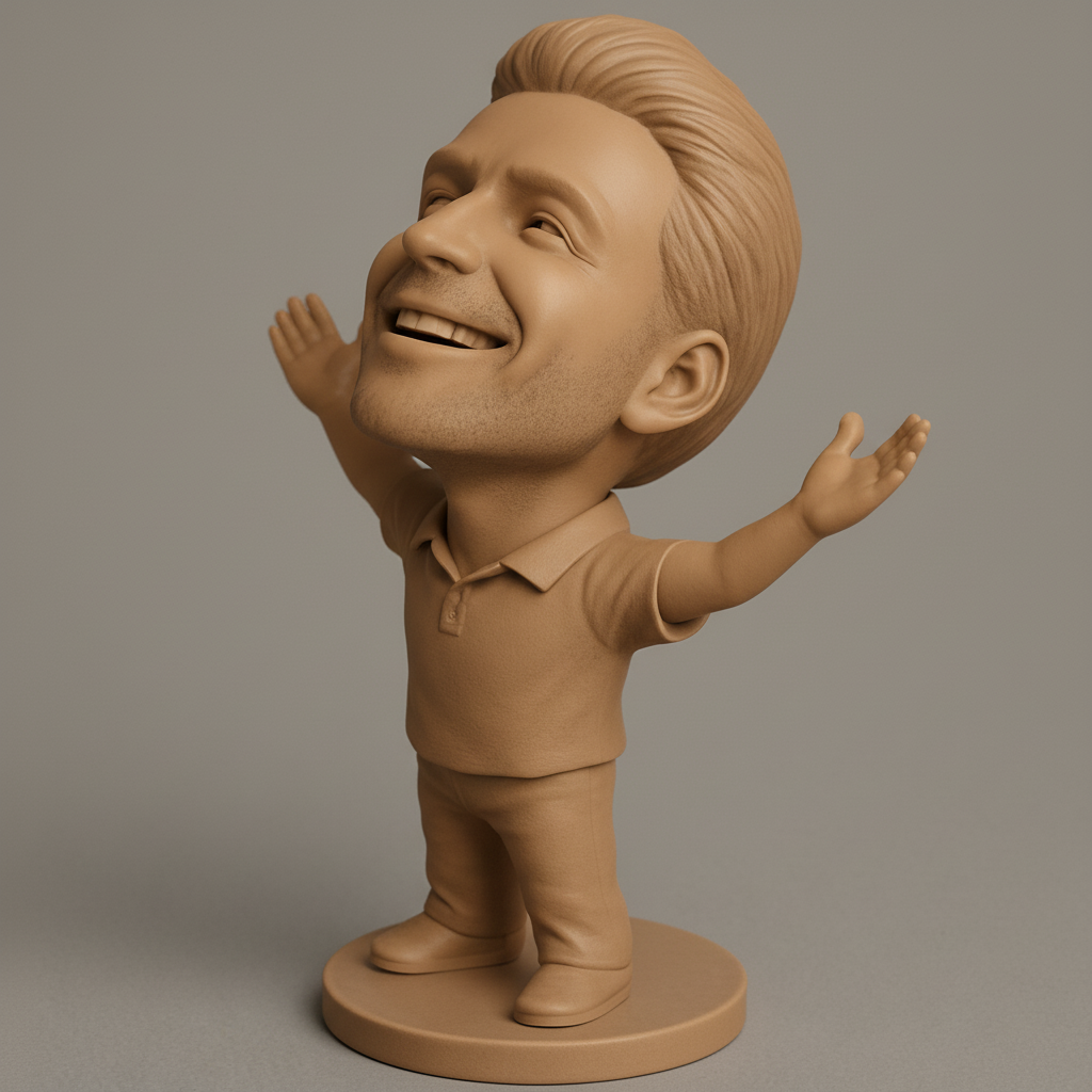 face to 3d model ai-3D portrait printing from photo_Spread Happiness: Joyful Pose Bobblehead Figurine