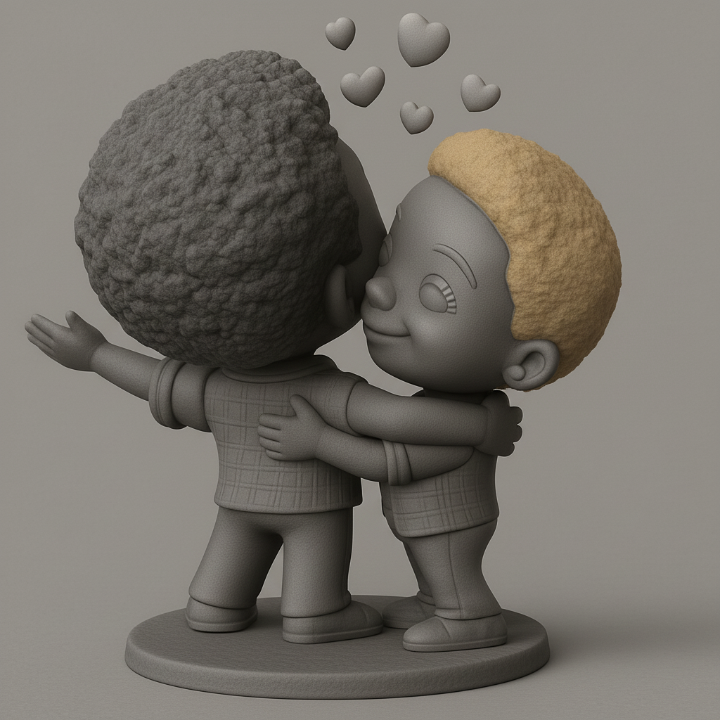 face to 3d model ai-3D portrait printing from photo_Chibi Loving Couple Statue - Perfect Romantic Gift