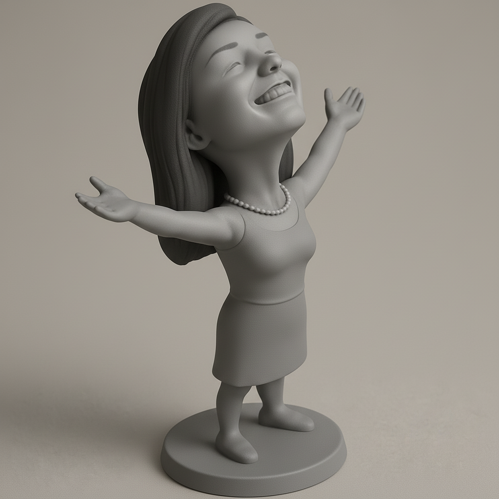 silhouette 3d printer maker-3d portrait printing_Joyful Figurine with Outstretched Arms