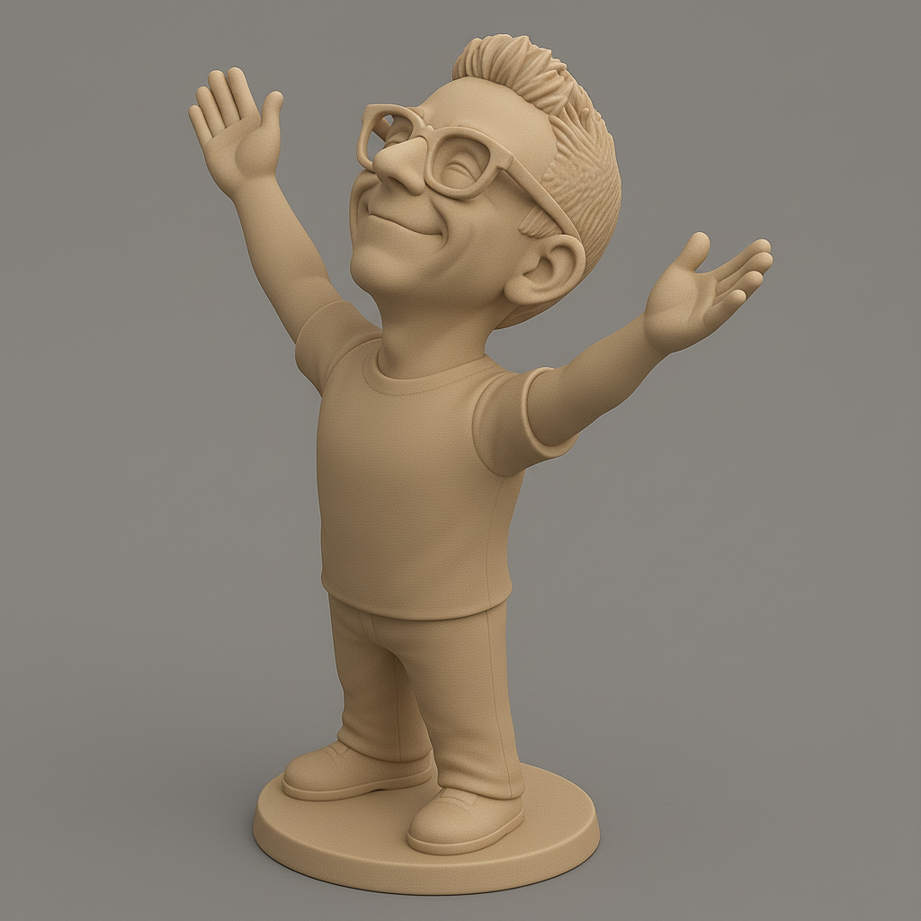 silhouette 3d printer maker-3d portrait printing_Joyful Character with Outstretched Arms