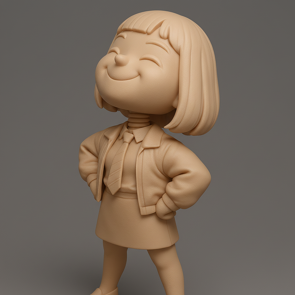 silhouette 3d printer maker-3d portrait printing_Charming Confident Girl Figurine