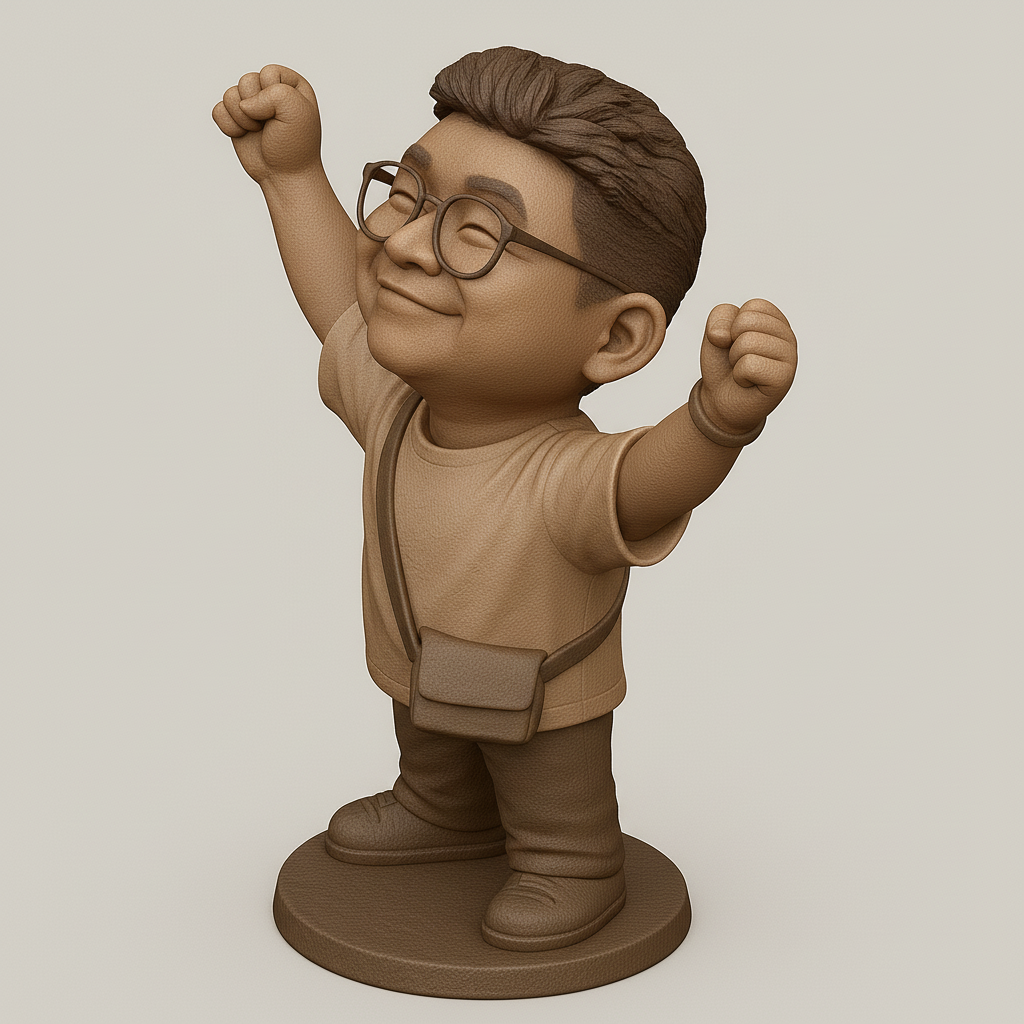 silhouette 3d printer maker-3d portrait printing_Joyful Kid Figurine for 3D Printing