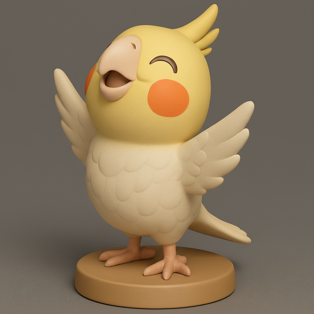 face anatomy 3d model-create 3d face model from photo_Smiling Cockatiel: Print Your Own Joy!