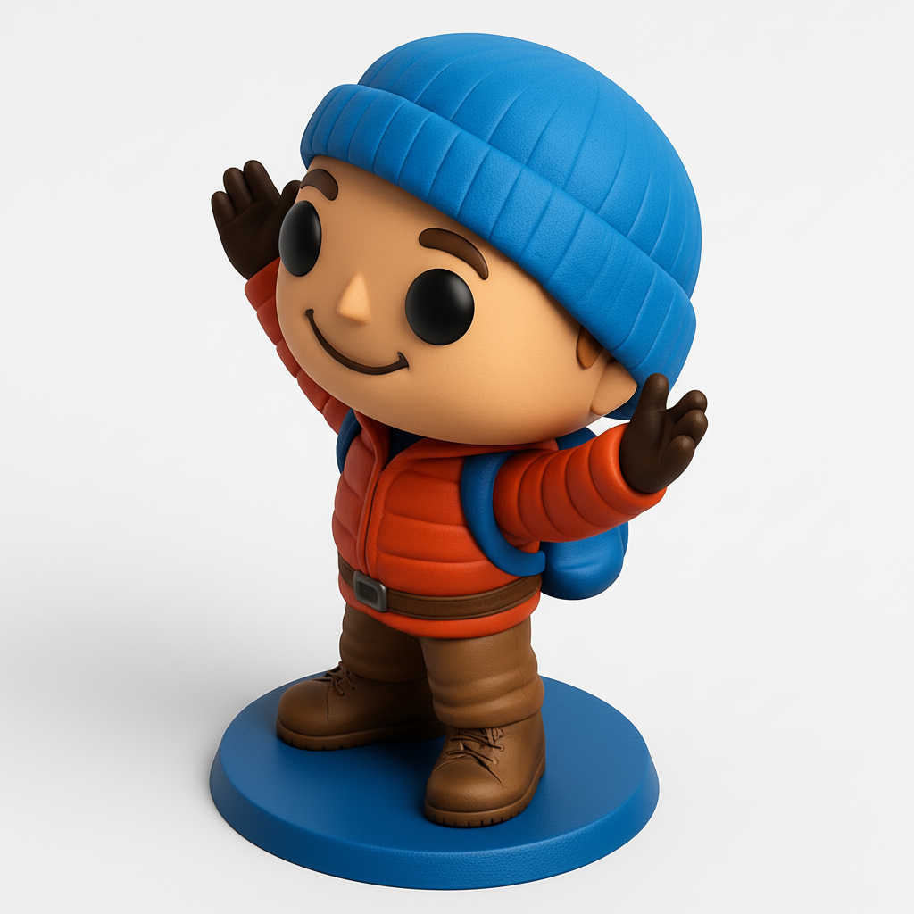 face to 3d model ai-3D portrait printing from photo_Funko-Style Adventurer Boy Figurine - Perfect Desk Pal!