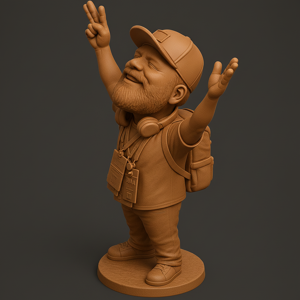 silhouette 3d printer maker-3d portrait printing_Joyful Traveler Figurine