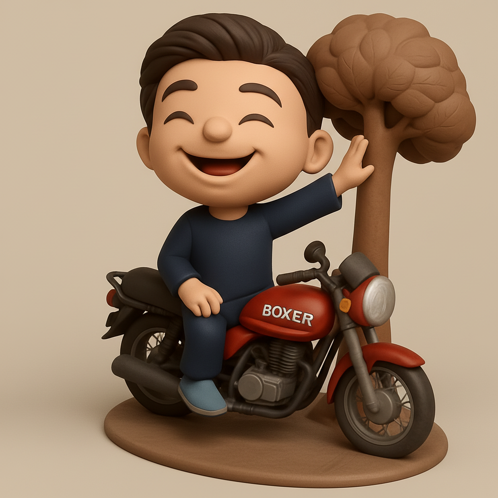 face to 3d model ai-3D portrait printing from photo_Cheerful Boy on Boxer Motorcycle Figurine