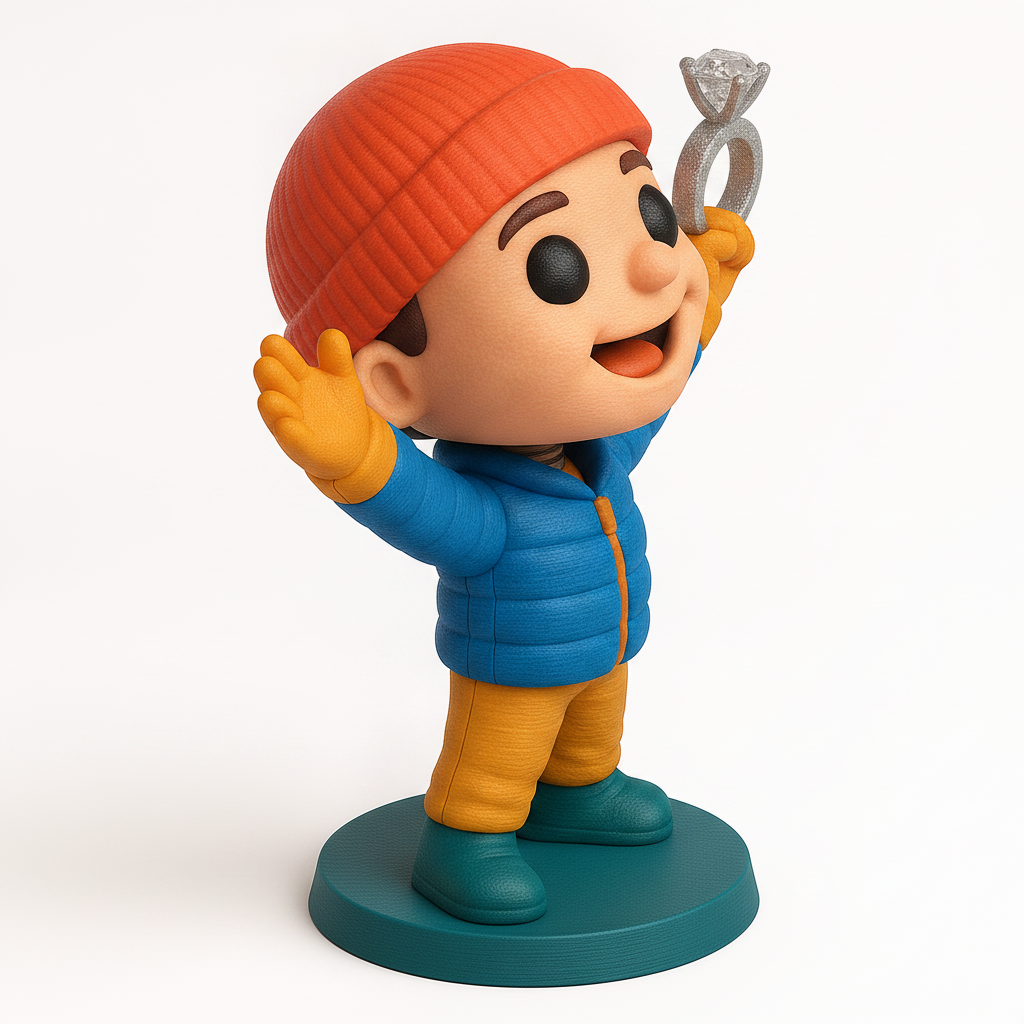 face to 3d model ai-3D portrait printing from photo_Adorable Proposer Figurine: Your Next Big Question