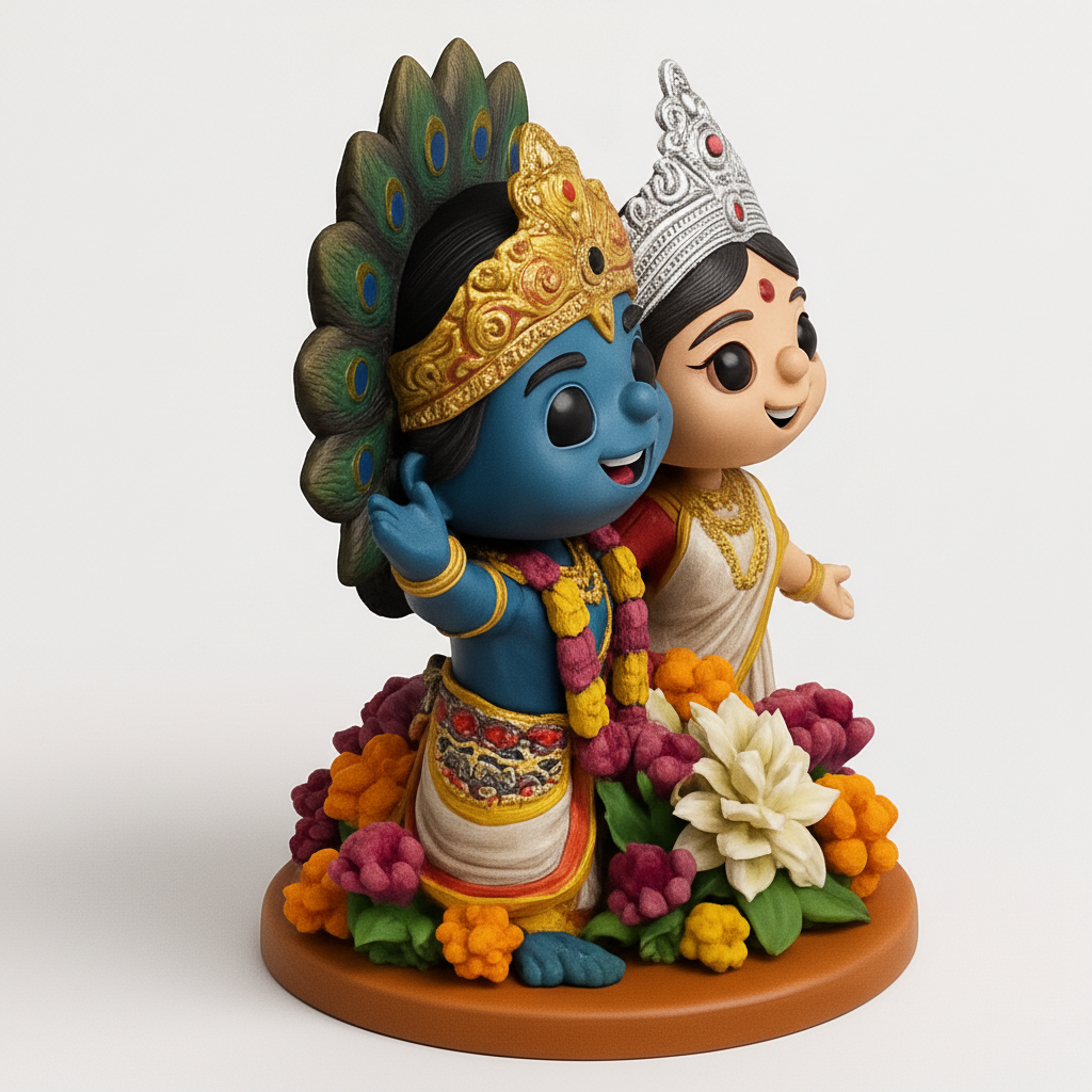 face anatomy 3d model-create 3d face model from photo_Krishna and Radha loves in one frame