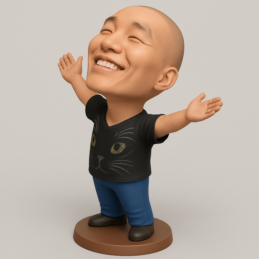 face to 3d model ai-3D portrait printing from photo_Happy Hugs Bobblehead: Spread Joy & Positivity!