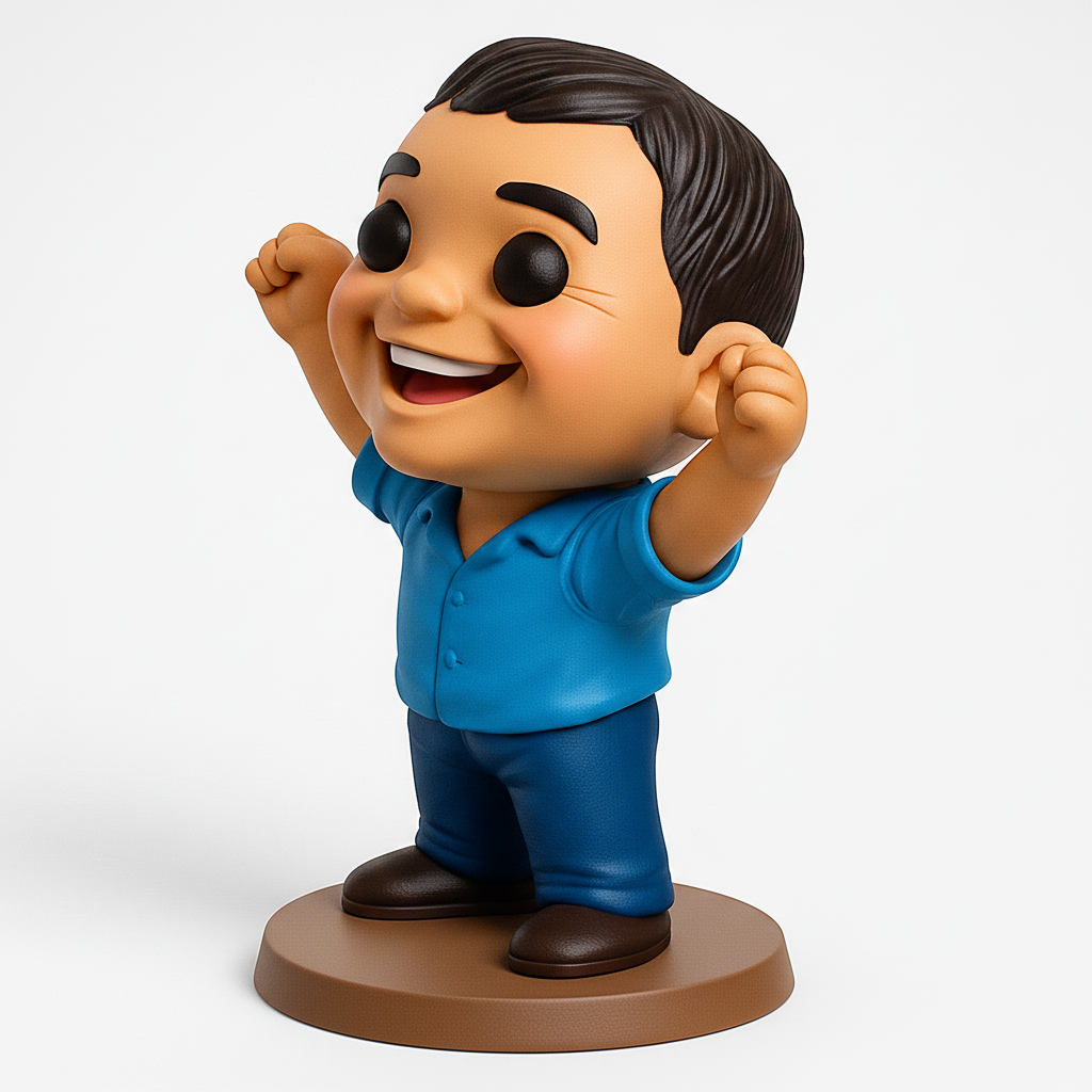face anatomy 3d model-create 3d face model from photo_Jubilant Guy Figurine: Celebrate Success & Joy!