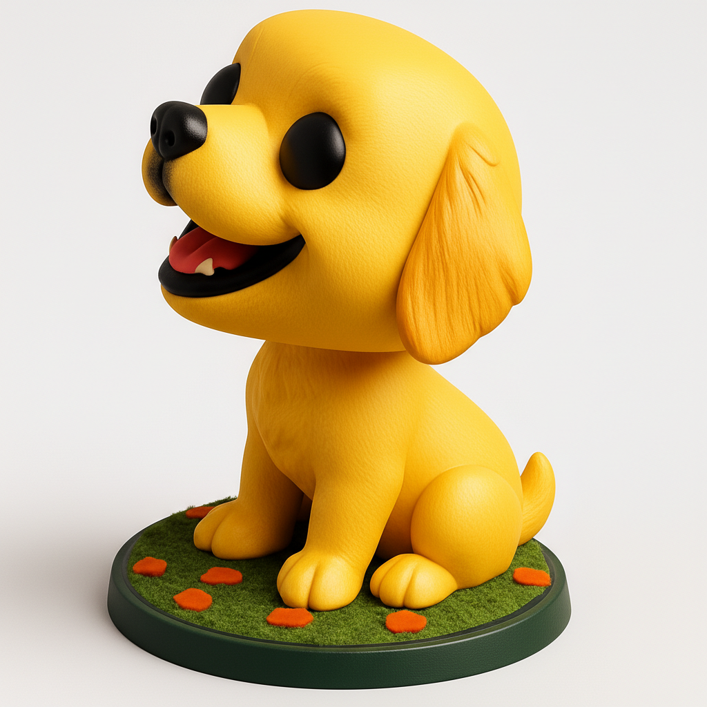face anatomy 3d model-create 3d face model from photo_Happy Golden Pup Figurine - Desk Buddy 3D Print!