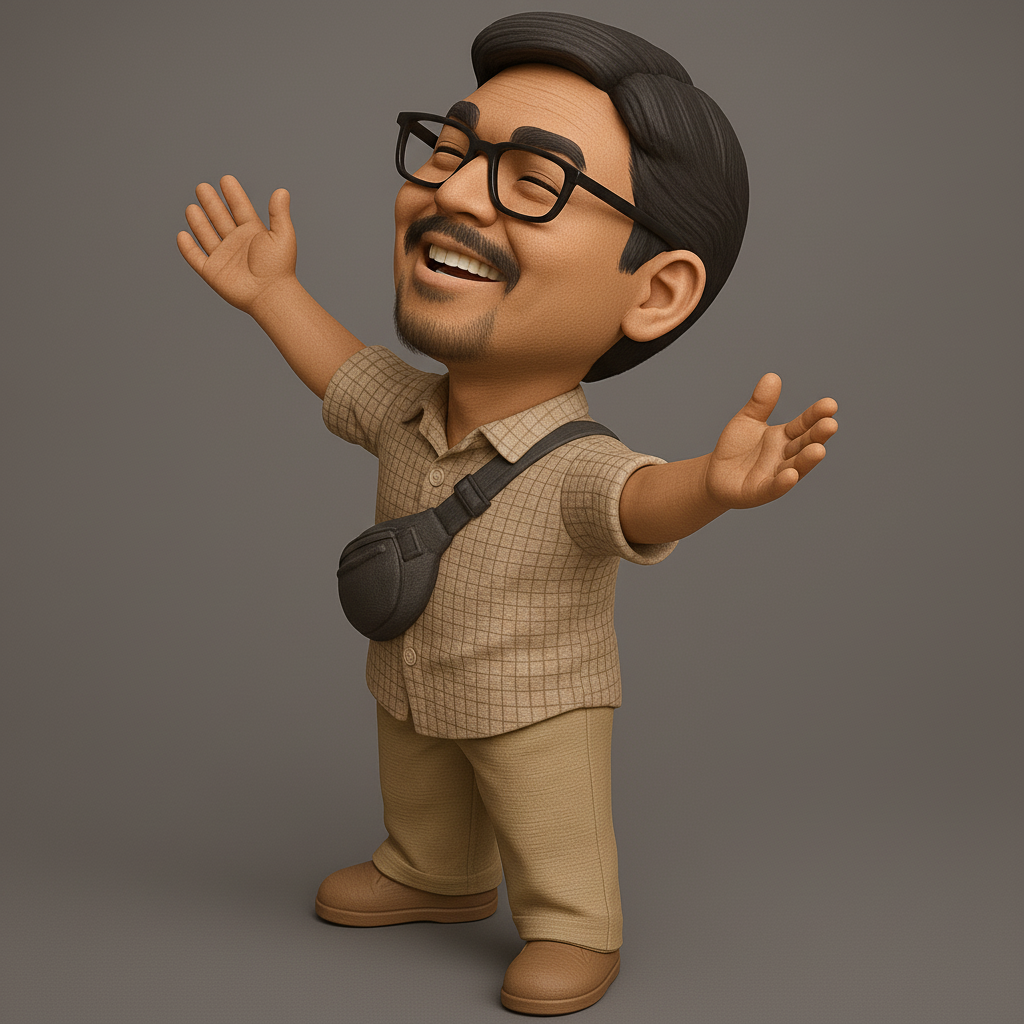 silhouette 3d printer maker-3d portrait printing_Cheerful Character with Open Arms