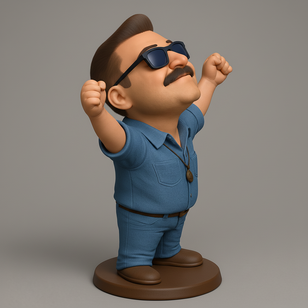 face to 3d model ai-3D portrait printing from photo_Triumphant Mr. Mustache Desk Figurine