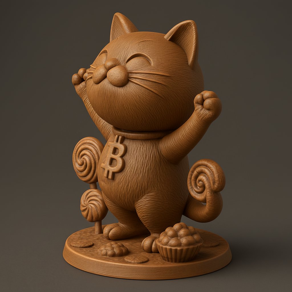 face anatomy 3d model-create 3d face model from photo_Joyful Bitcoin Cat & Sweets: Your Lucky Crypto Charm