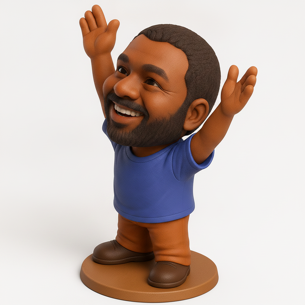 face to 3d model ai-3D portrait printing from photo_Joyful Man Figurine: Celebrate Success & Positivity