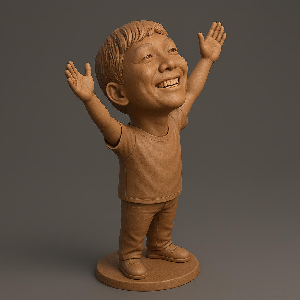 silhouette 3d printer maker-3d portrait printing_Joyful Kid with Outstretched Arms