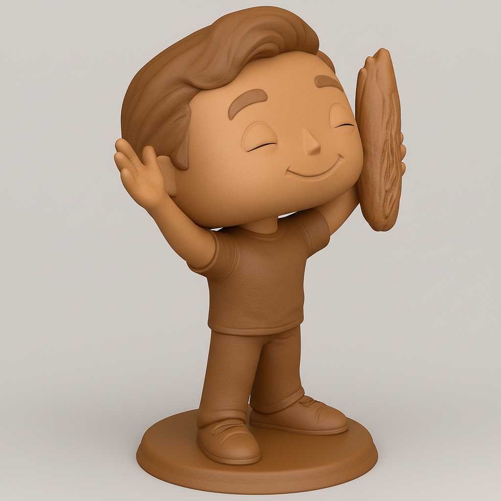 face to 3d model ai-3D portrait printing from photo_Joyful Bread Buddy Figurine