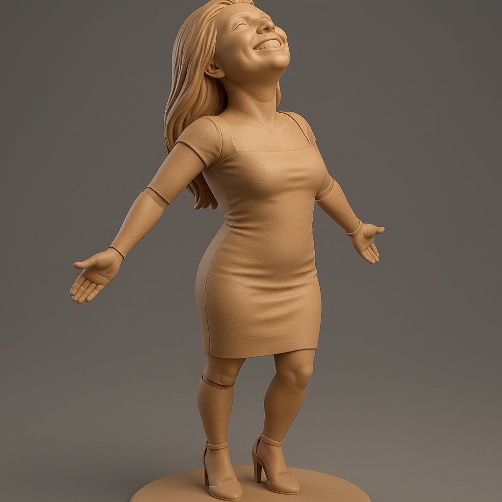 silhouette 3d printer maker-3d portrait printing_Joyful Figurine with Outstretched Arms