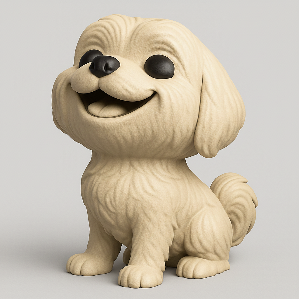 face anatomy 3d model-create 3d face model from photo_Cute Happy Puppy Desk Pal 3D Print Model