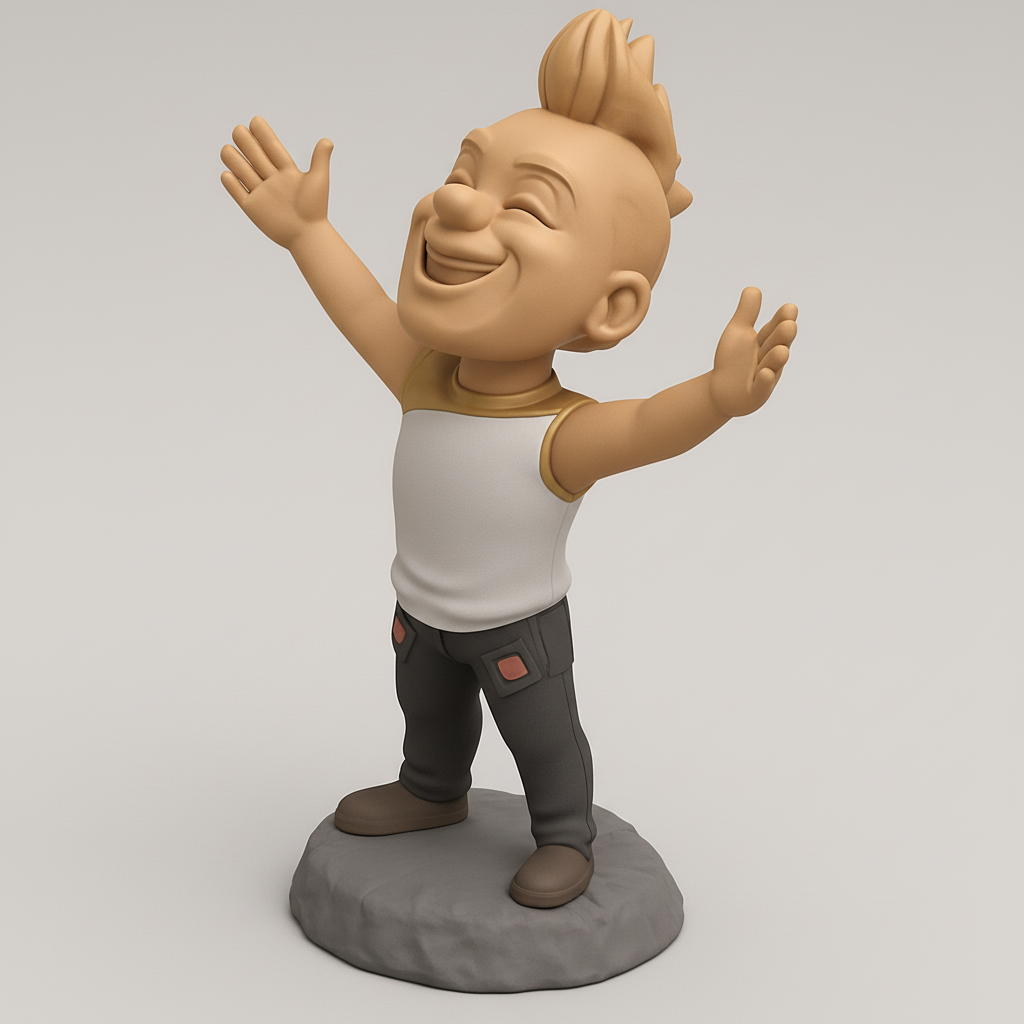 silhouette 3d printer maker-3d portrait printing_Embrace Happiness: Joyful Cartoon Figurine
