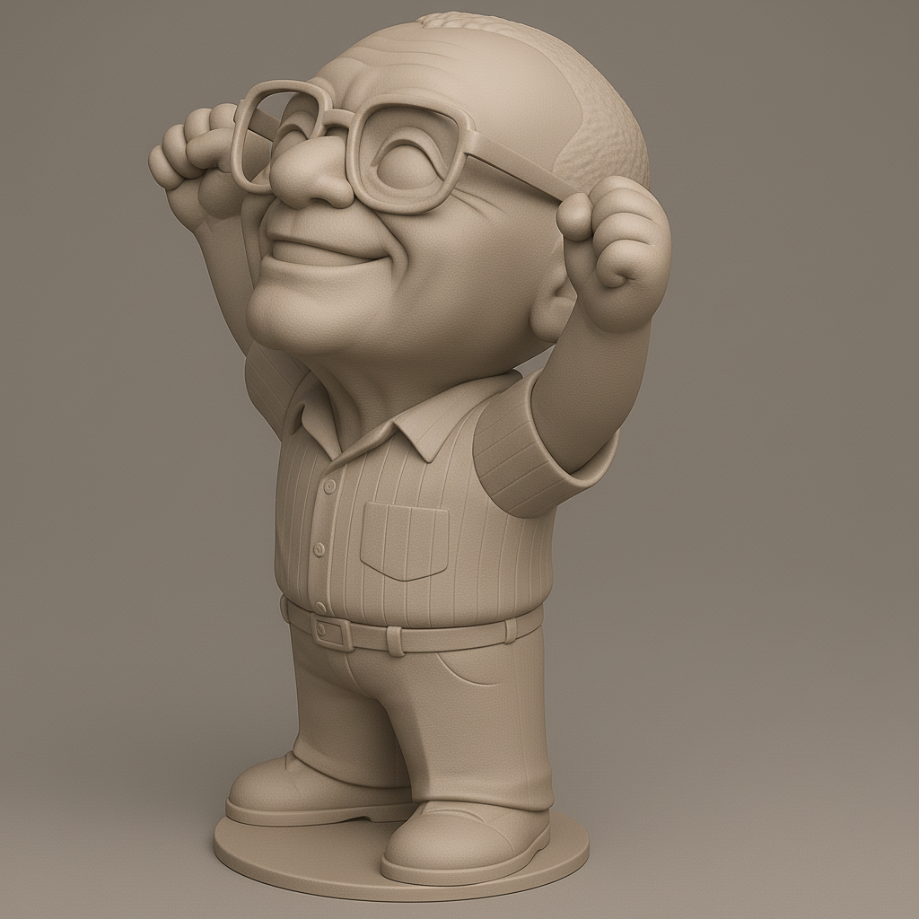 face anatomy 3d model-create 3d face model from photo_Cheerful Grandpa Victory Pose Desk Figurine