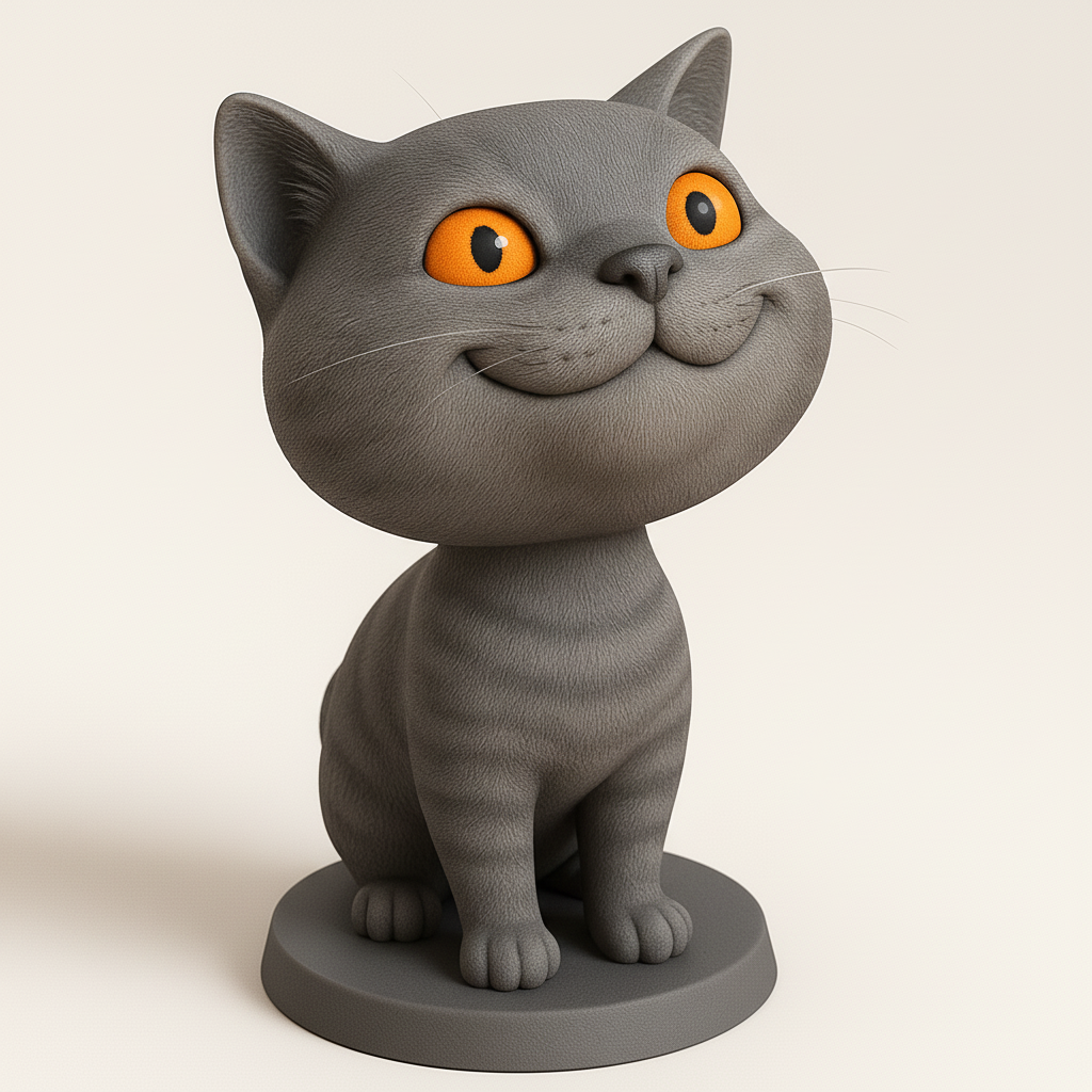 face anatomy 3d model-create 3d face model from photo_Charming Cartoon Cat Figurine