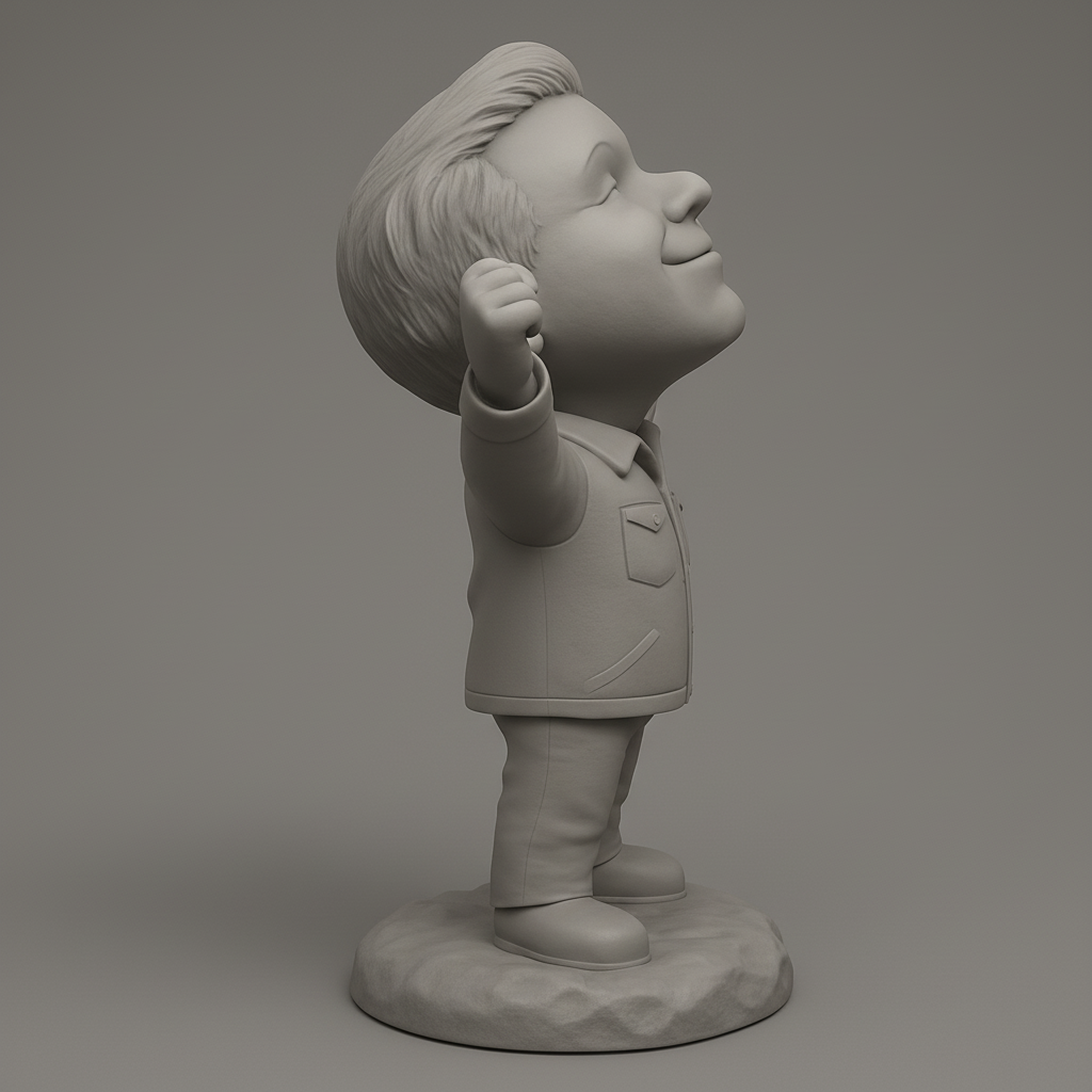 face to 3d model ai-3D portrait printing from photo_Triumphant Joy Figurine: Celebrate Every Victory
