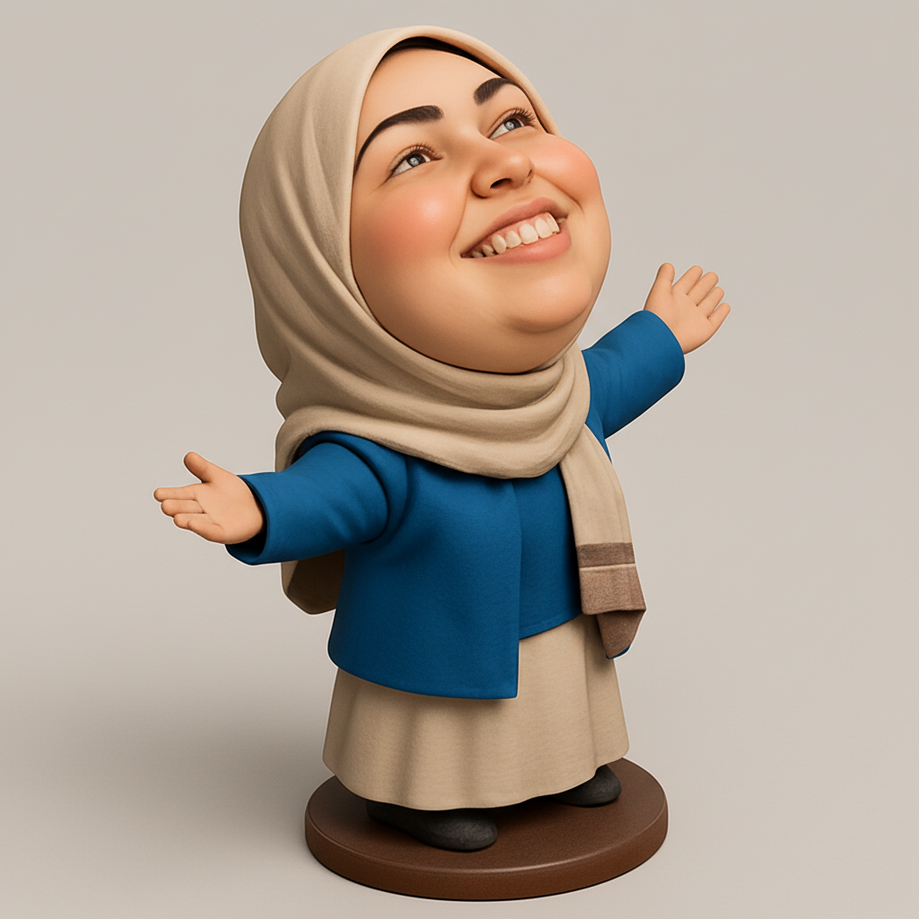 face to 3d model ai-3D portrait printing from photo_Joyful Hijabi Embrace Figurine - Inspiring Decor