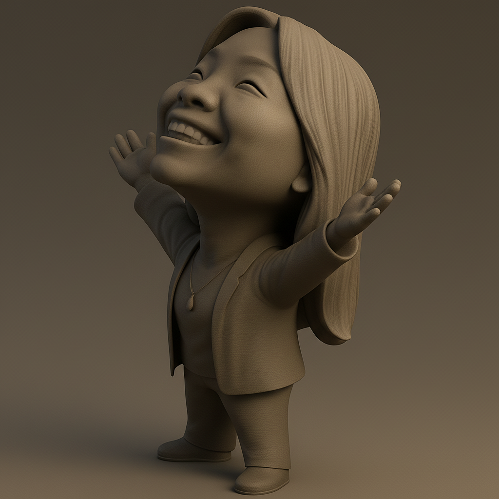 face anatomy 3d model-create 3d face model from photo_Joyful Figurine with Outstretched Arms